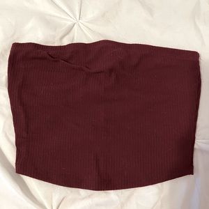 Burgundy tight soft material crop top